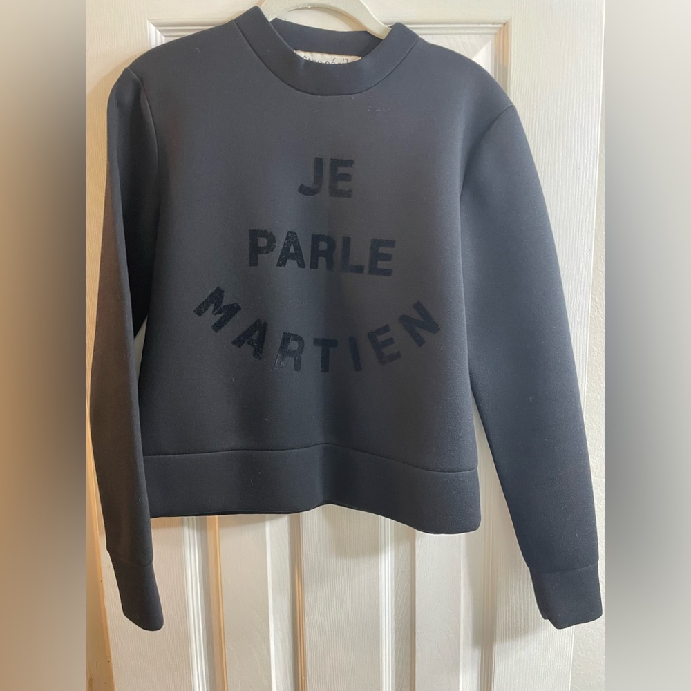 Etre Cecil black cotton & velvet neoprene sweatshirt XS